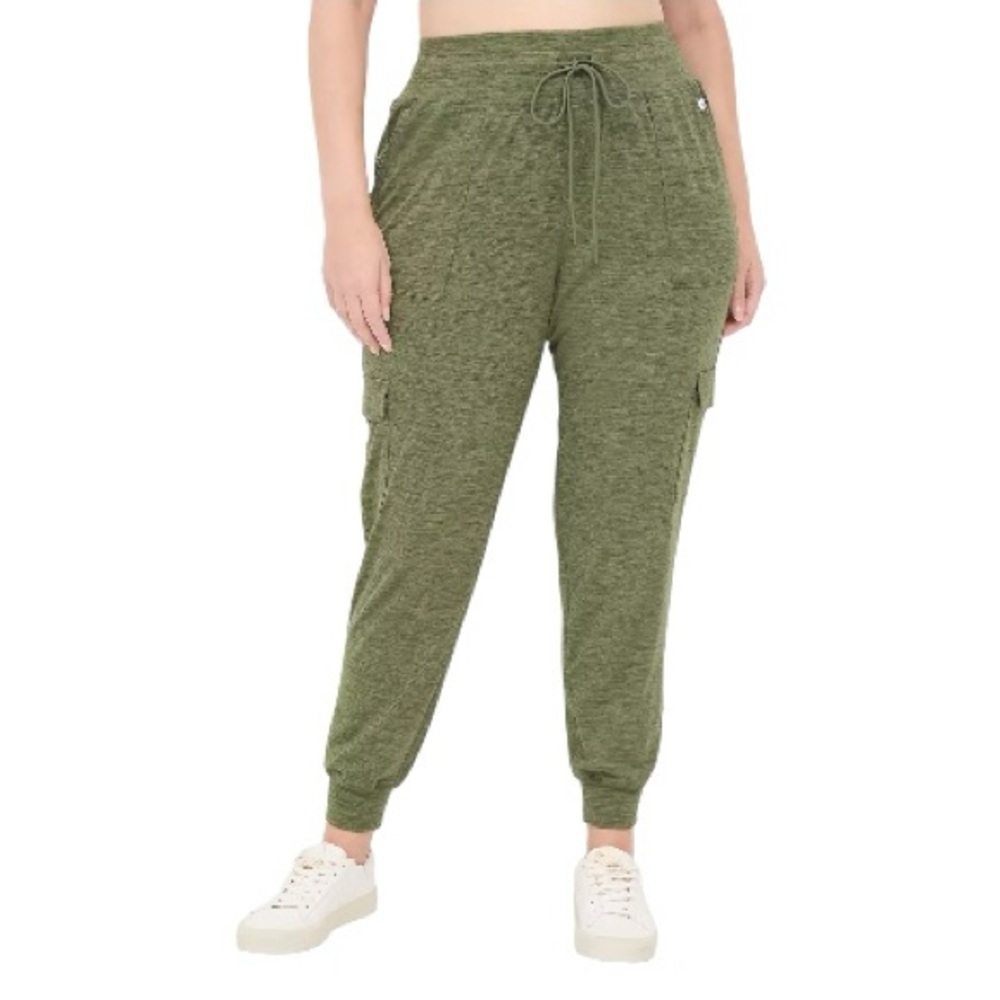 NWT Livi Lane Bryant Women’s Livi Soft Cargo Joggers Olive Green Tie sz 26/28